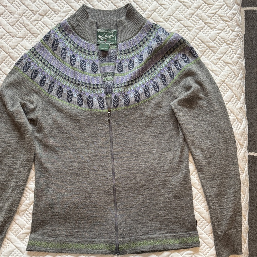 Woolrich Women's Gray and Lavender Cardigan